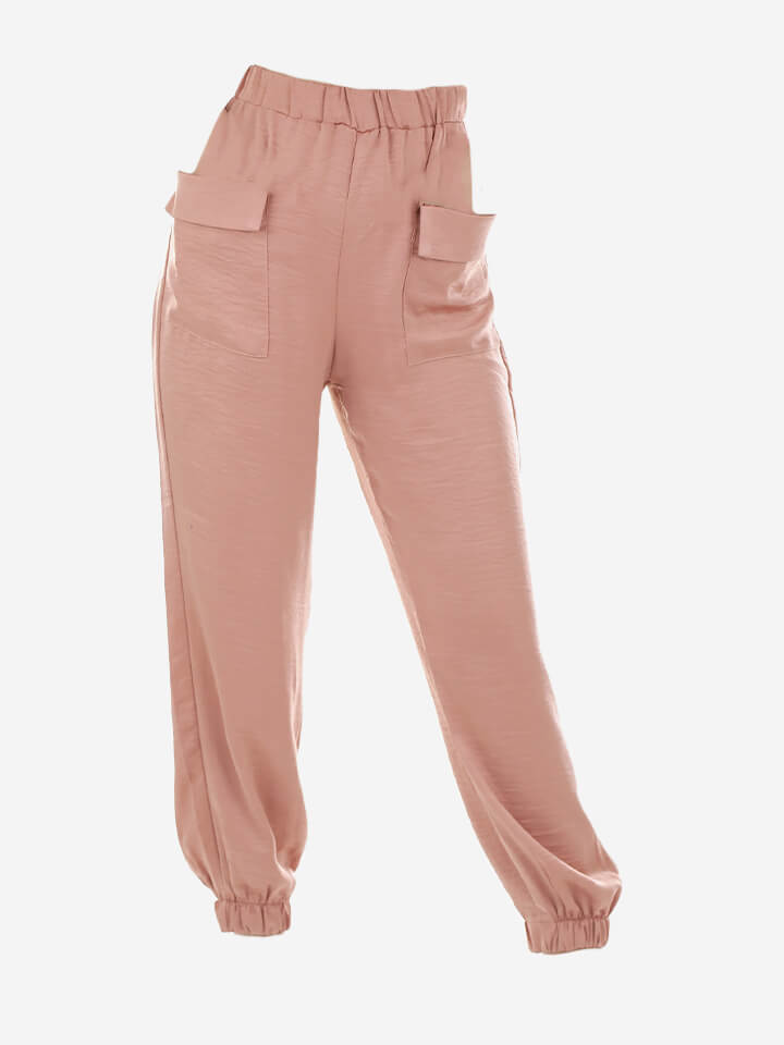 Pantalon fuseau rose pastel